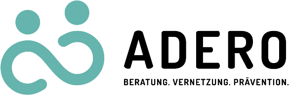 Das Bild zeigt das Logo der Beratungsstelle Adero- Beratung für Eltern, Angehörige und Betroffene in der Auseinandersetzung mit religiös begründetem Extremismus.